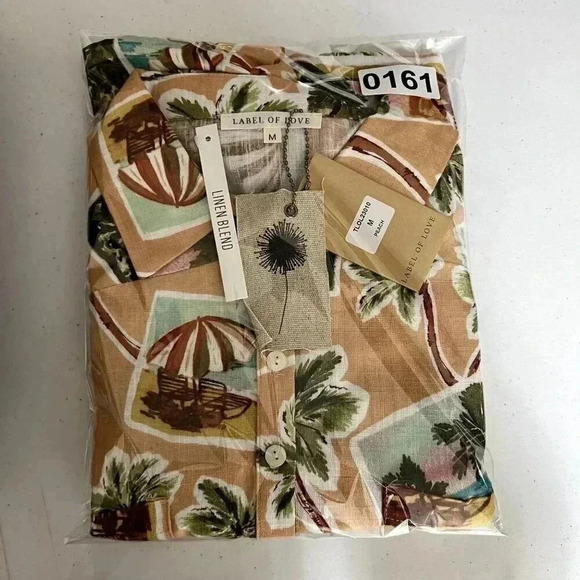 Label Of Love Womens sz M Romper Peach Tropical Print Jumpsuit Playset Vacation - Picture 11 of 11